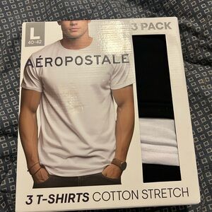 Aeropostale Men's Cotton Stretch T-Shirts 3-Pack - Black and White